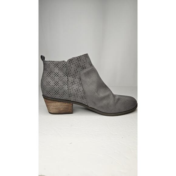DR. SCHOLL'S Women's Dark Shadow Grey Brianna Perforated Block-Heel Booties SZ 8 - Picture 6 of 10